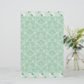 Green White Floral Damask Simple Modern Briefpapier (Stehend Vorderseite)