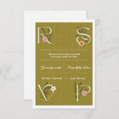 Green & White Floral Decorative RSVP Wedding (Vorne/Hinten)