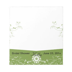 Green White Floral Geblüht Brautparty Notizblock
