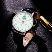 Green white Floral Monogram Letters Couple Names Armbanduhr