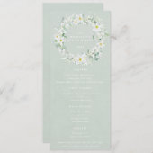 Green White Floral Oaster Kranz Flat 4 Course Menükarte (Vorne/Hinten)