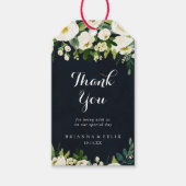 Green White Floral Royal Blue Wedding Vielen Dank Geschenkanhänger (Vorderseite)