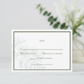 Green White Floral Simple Wedding RSVP Card (Stehend Vorderseite)