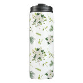 Green White Floral Soft and Stylish Thermosbecher (Vorderseite)