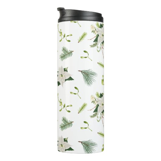 Green White Floral Soft and Stylish Thermosbecher (Nach rechts gedreht)