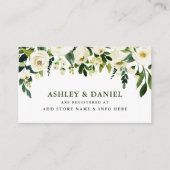 Green White Floral Wedding Registrierungskarte Bei Begleitkarte (Vorderseite)