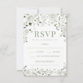 Green White Flowers Eucalyptus Wedding RSVP cards (Vorderseite)