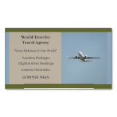Green White Flugzeug Agent Airplane Travel Agency Magnetische Visitenkarte (Vorderseite)