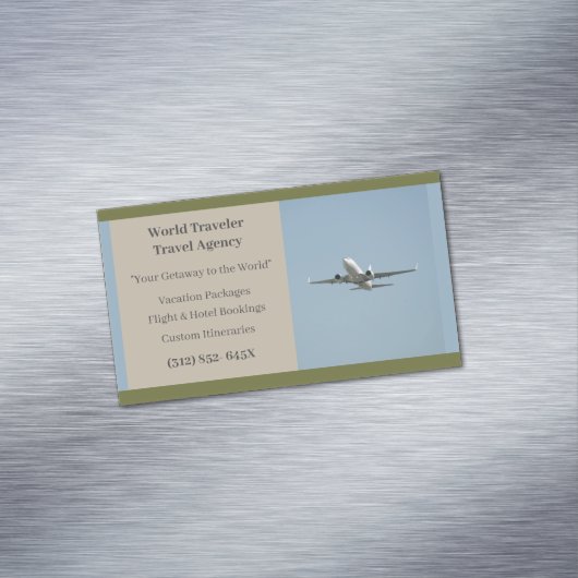 Green White Flugzeug Agent Airplane Travel Agency Magnetische Visitenkarte (Beispiel)