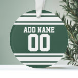 Green White Football Jersey Individuelle Name Numb Ornament<br><div class="desc">Fügen Sie Ihren Lieblingsnamen und Ihre Lieblingsnummer hinzu - Dieses Sportdesign ist perfekt für jeden beruflichen,  Uni oder High School Fan. Sie können diese sogar für Ihr Fantasy Football Team beanspruchen. Klicken Sie auf die Schaltfläche CUSTOMIZE,  um noch mehr Änderungen vorzunehmen.</div>
