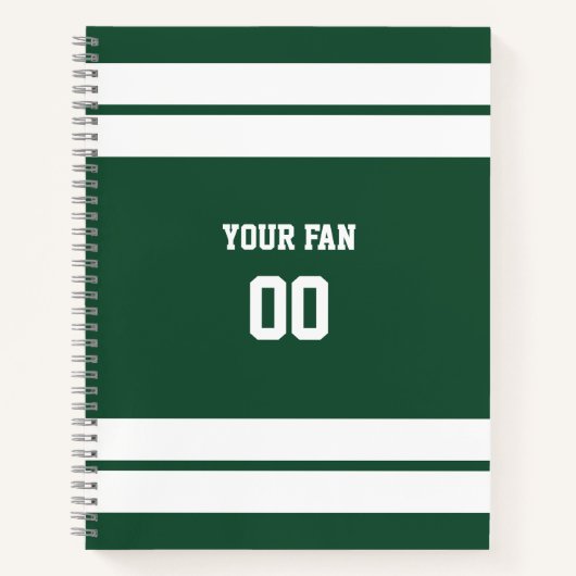 Green & White Football Team Spiral Notizblock (Vorderseite)