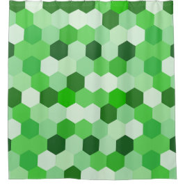 Green White Geometric Hexagon Duschvorhang