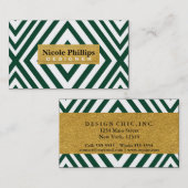 Green White Geometric Line Chic Business Card Visitenkarte (Vorne/Hinten)
