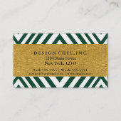 Green White Geometric Line Chic Business Card Visitenkarte (Rückseite)