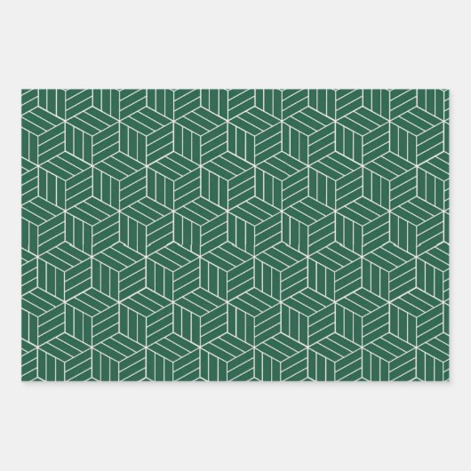 Green + White Geometric Muster | Geschenkpapier Set (Vorderseite 3)