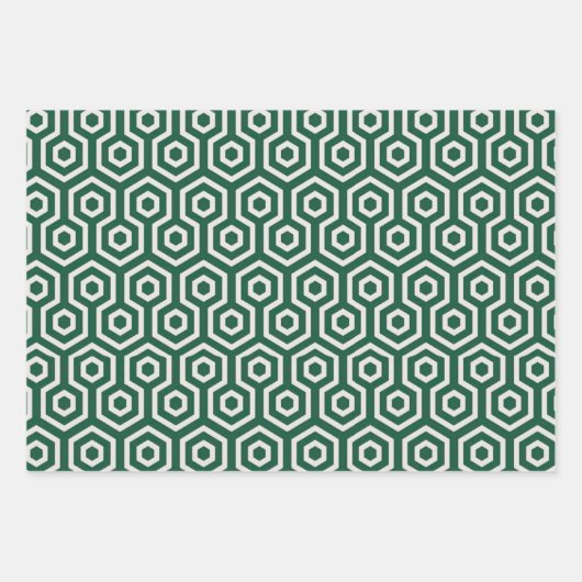 Green + White Geometric Muster | Geschenkpapier Set (Vorderseite 2)