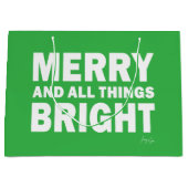 Green & White Gift Bag | Merry & All Things Bright Große Geschenktüte (Vorderseite)