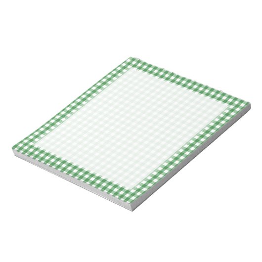 Green White Gingham Checked Pattern Notizblock (Rotiert)