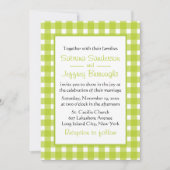 Green White Gingham Kariert Karos Country Wedding Einladung (Vorderseite)
