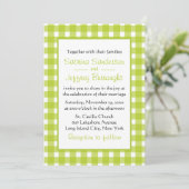 Green White Gingham Kariert Karos Country Wedding Einladung (Stehend Vorderseite)