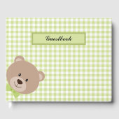 GREEN & WHITE GINGHAM KARIERT MIT TEDDY BEAR GÄSTEBUCH (Vorderseite)