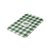 Green White Gingham Kariert Pattern Monogram Badematte (Schrägansicht)