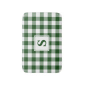 Green White Gingham Kariert Pattern Monogram Badematte (Vorderseite Vertikal)