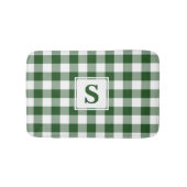 Green White Gingham Kariert Pattern Monogram Badematte (Vorderseite)