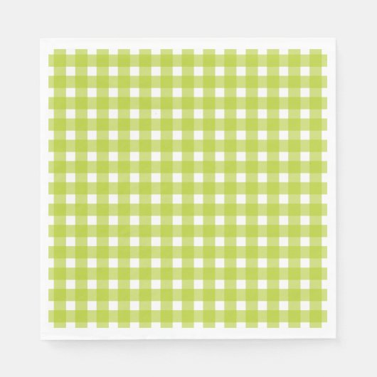 Green & White Gingham Karierte Karo Hochzeitsfeier Serviette (Vorderseite)