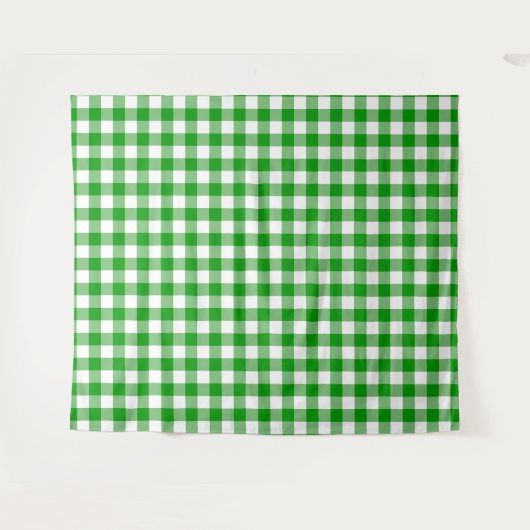Green & White Gingham Karo Tapestry Wandteppich (Vorderseite (Horizontal))