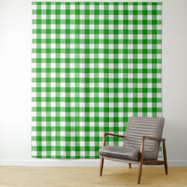 Green & White Gingham Karo Tapestry Wandteppich