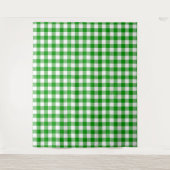 Green & White Gingham Karo Tapestry Wandteppich (Vorderseite)