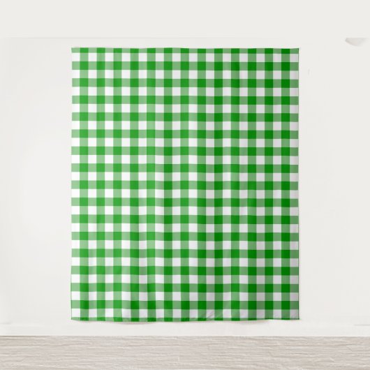 Green & White Gingham Karo Tapestry Wandteppich (Vorderseite)