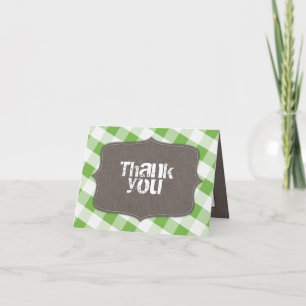 Green & White Gingham Leinwand Vielen Dank Dankeskarte