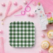 Green White Gingham Pattern Pappteller (Party)