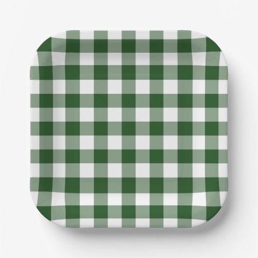 Green White Gingham Pattern Pappteller (Vorderseite)