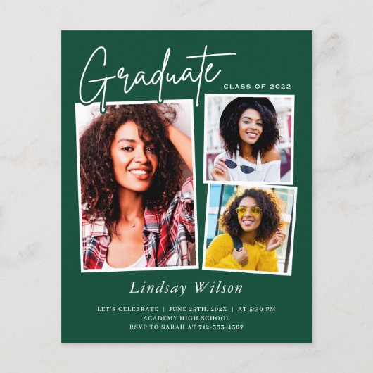 Green White Girl 3 Foto Abschluss Celebration (Vorderseite)