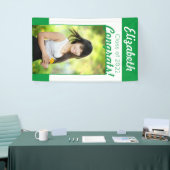 Green & White Glückwunschs One Foto Graduation Par Banner (Messeveranstaltung)