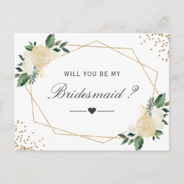 Green White Gold Floral Einladungspostkarte