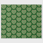 Green White Gold Glitzer Polka Dots Herzenslust Geschenkpapier (Flach)