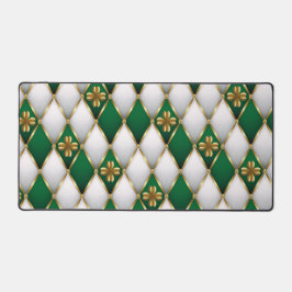 GREEN WHITE GOLD IRISH TUFTED LOOK SHAMROCKS SCHREIBTISCHUNTERLAGE