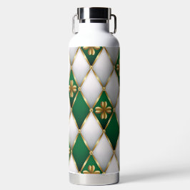 GREEN WHITE GOLD IRISH TUFTED LOOK WITH SHAMROCKS TRINKFLASCHE