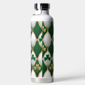 GREEN WHITE GOLD IRISH TUFTED LOOK WITH SHAMROCKS TRINKFLASCHE (Rechts)