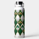 GREEN WHITE GOLD IRISH TUFTED LOOK WITH SHAMROCKS TRINKFLASCHE (Rückseite)