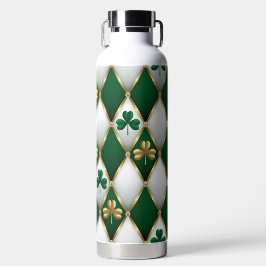 GREEN WHITE GOLD IRISH TUFTED LOOK WITH SHAMROCKS TRINKFLASCHE