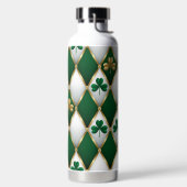GREEN WHITE GOLD IRISH TUFTED LOOK WITH SHAMROCKS TRINKFLASCHE (links)