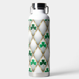 GREEN WHITE GOLD IRISH TUFTED LOOK WITH SHAMROCKS TRINKFLASCHE