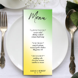 Green White & Gold Jamaican Diagonal Ombre Wedding Menükarte