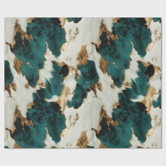Green White Gold Leopard Geschenkpapier (Flach)