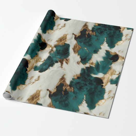 Green White Gold Leopard Geschenkpapier (Ungerollt)